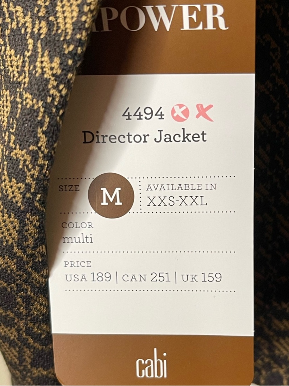 CAbi Director Jacket Tweed Crop in Brown & Black NWT Sz M - Picture 5 of 6
